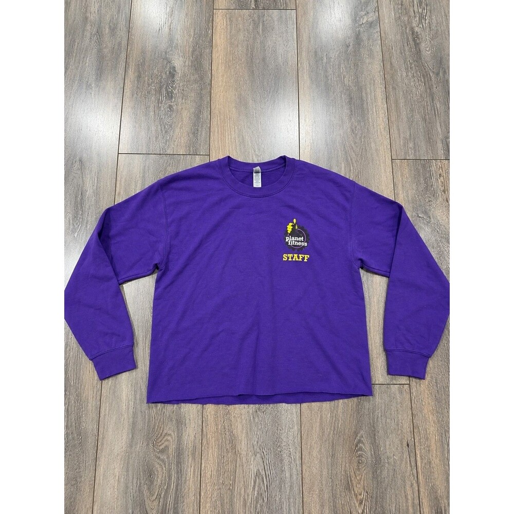 Planet Fitness Staff Purple Crewneck Sweatshirt M Employee Uniform Cropped